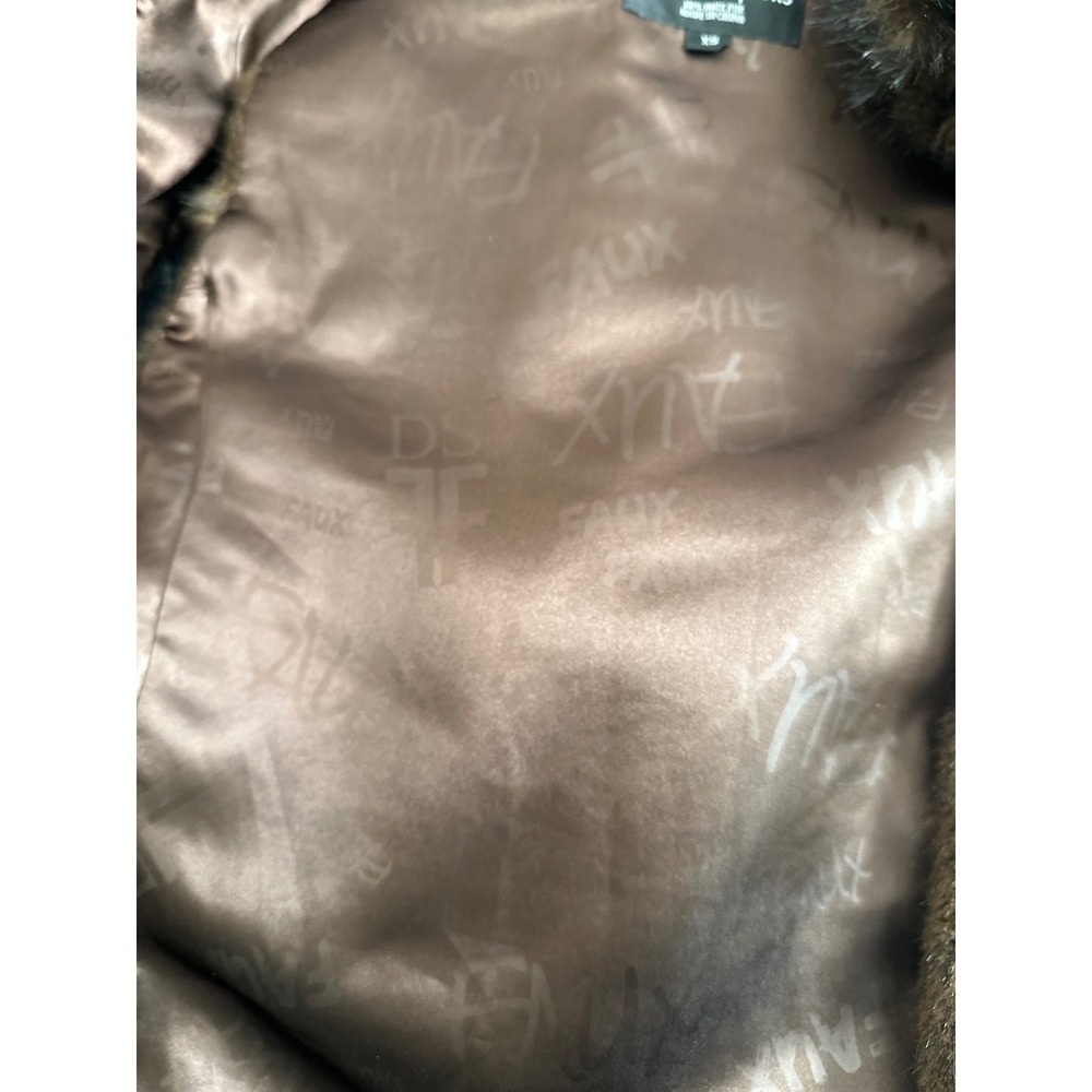 Donna Salyers Fabulous Furs Brown Faux Fur Vest XS Mahogany Sleeveless Jacket - Picture 7 of 7